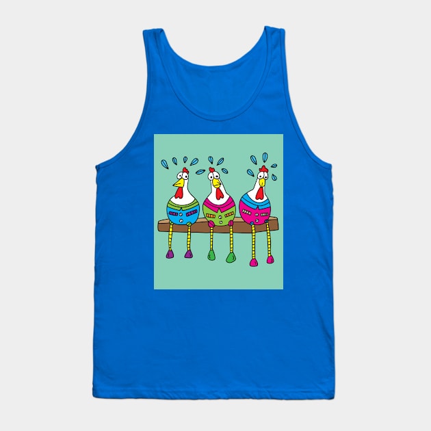 Crazy Chickens Funny Chicken Tank Top by flofin